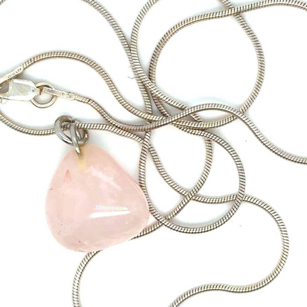 Pink Quartz Sterling Silver Chain Necklace - Picture 5 of 8